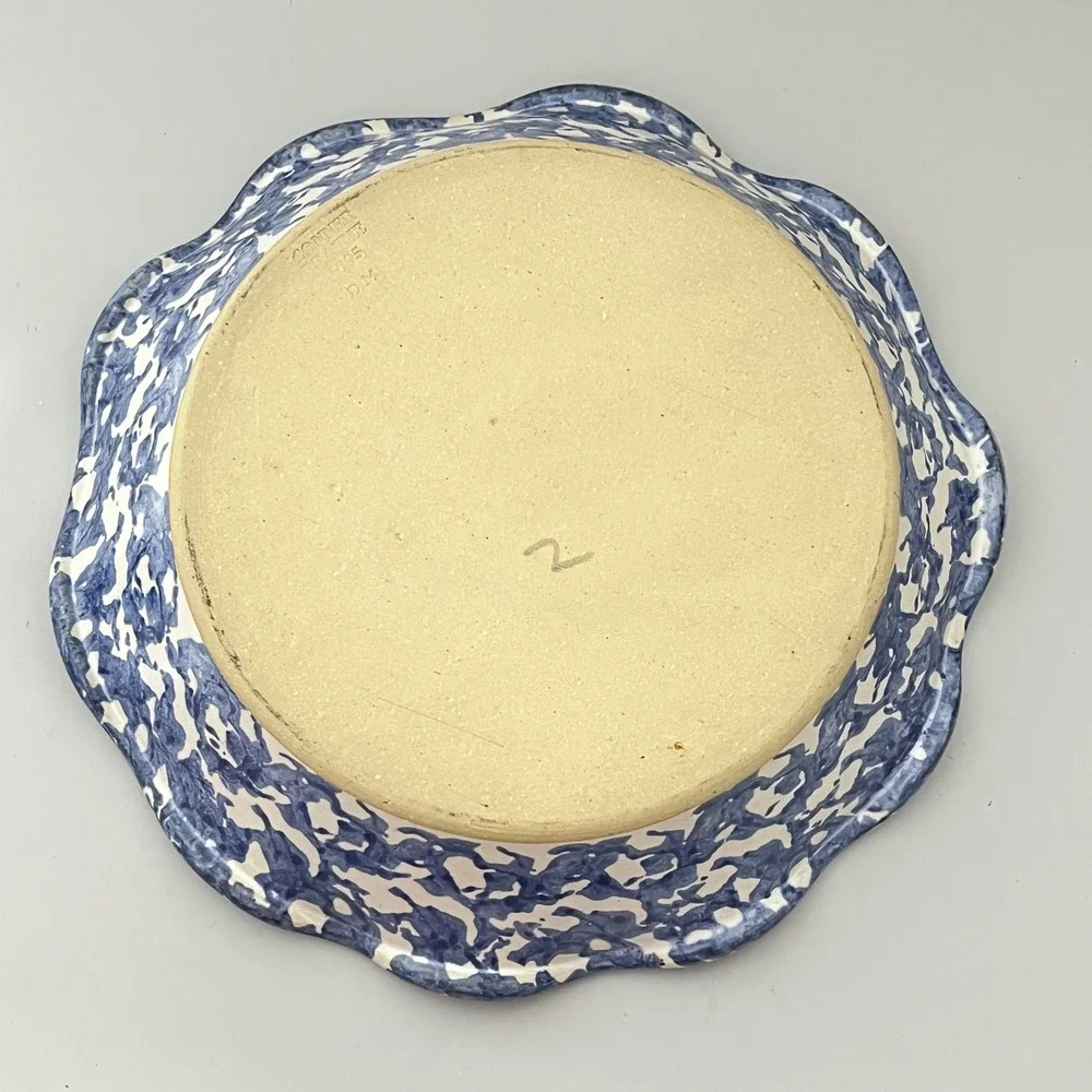 Conner‎ Prairie Pottery Bowl Unisex 9.5in Blue White Vintage 1995 Spongeware